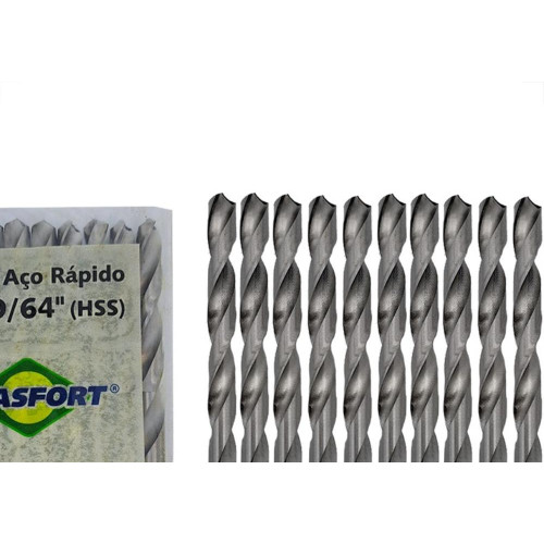 Broca Aco Rapido Brasfort Tam.P 19/64'' - 7509 - Kit C/10 Pecas
