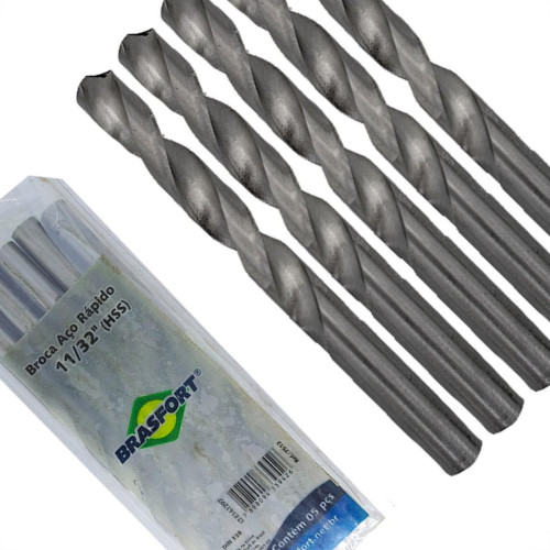 Broca Aco Rapido Brasfort   11/32'' - 7512 - Kit C/5 Pecas