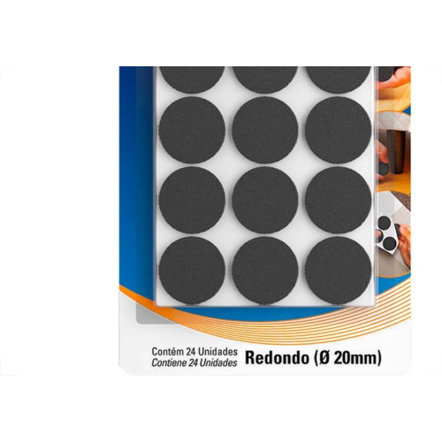 Feltro Adesivo Tekbond Redondo 20Mm Com 24 Pecas