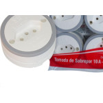 Tomada Externa Luster 2P+T. 10A Grande Branca 2081 - Kit C/10 Pecas