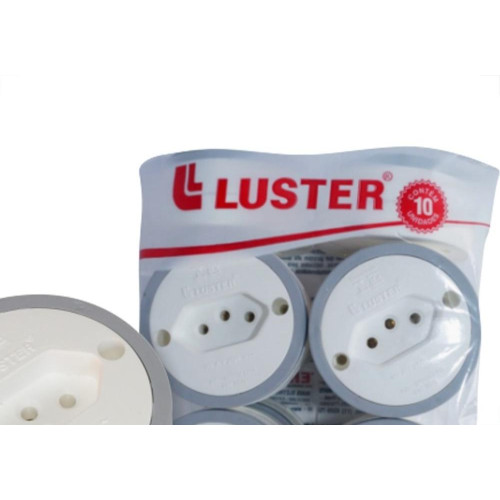 Tomada Externa Luster 2P+T. 10A Grande Branca 2081 - Kit C/10 Pecas