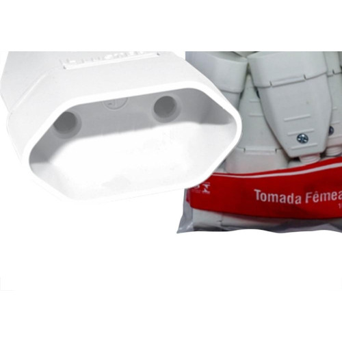 Pino Femea Luster 2 Polos 10A. Branco 2077 - Kit C/10 Pecas