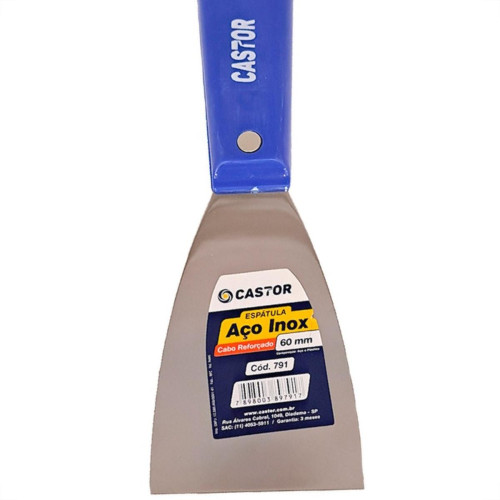 Espatula Castor Aco Inox Cabo Plastico Reforcado Azul 60Mm - 791