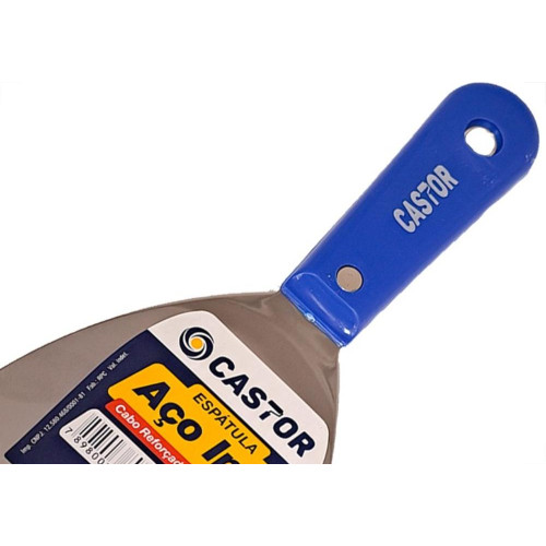 Espatula Castor Aco Inox Cabo Plastico Reforcado Azul 100Mm - 793