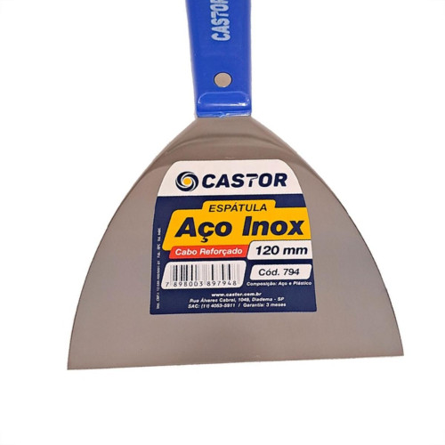 Espatula Castor Aco Inox Cabo Plastico Reforcado Azul 120Mm- 794