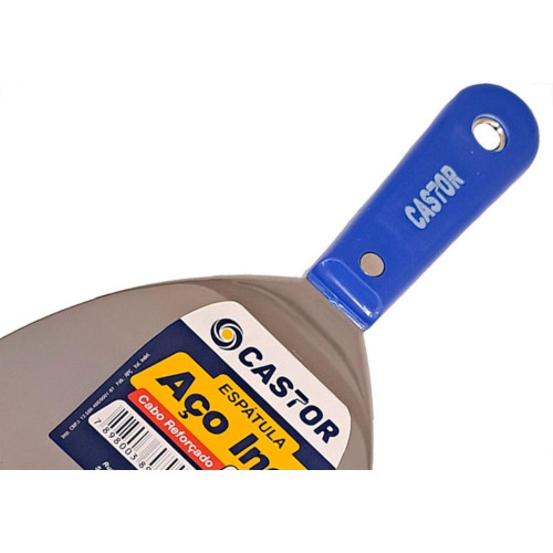 Espatula Castor Aco Inox Cabo Plastico Reforcado Azul 120Mm- 794
