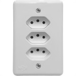 Conjunto Ilumi Stylus Branco Com Placa 3 Tomadas 2P+T. 20A. - 201211 Monobloco