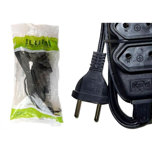 Extensao Ilumi Paralela 2 Polos 0,75Mm Preta - 1,5M - 17902