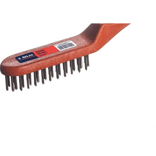 Escova De Aco Manual Atlas Plastico Com Cabo 3 Fileiras - Kit C/12 Pecas