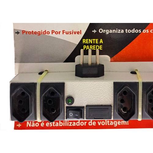 Filtro Linha Capte 4 Tomadas 2P+T Sem Fio Bivolt Com Fusivel Interruptor E Led Indicador De Tensao.