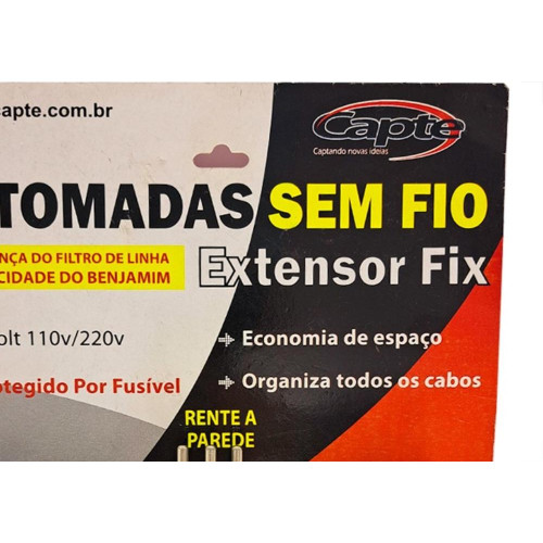 Filtro Linha Capte 4 Tomadas 2P+T Sem Fio Bivolt Com Fusivel Interruptor E Led Indicador De Tensao.