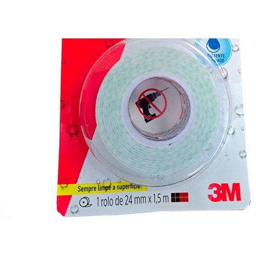 Fita Dupla Face 3M Fixa Forte Banheiro 24Mm X 1,5M - 500G