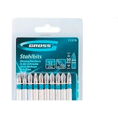 Ponteira Para Parafusadeira Gross N2 X90Mm Com 10 Pecas 11379