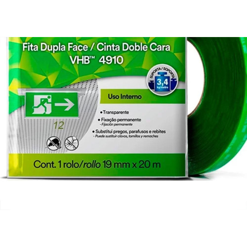 Fita Dupla Face 3M Vhb 19Mm X 20M - Transparente Interna