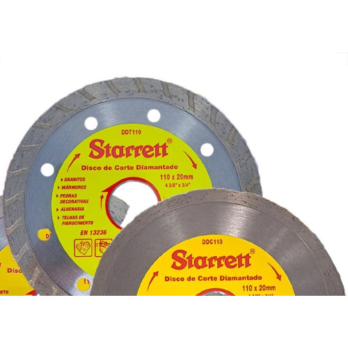 Disco Diamantado Starrett Cartela Com 3 Pecas Liso/Segmentado/Turbo 110Mm X 20Mm - Kddp110-3