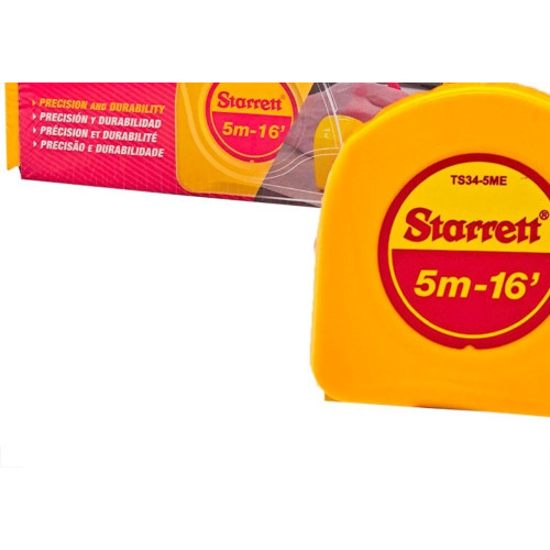 Trena Starrett Amarela Com Trava 5Mx16Mm - Dts34-5Me- Caixa Display - Kit C/6 Pecas