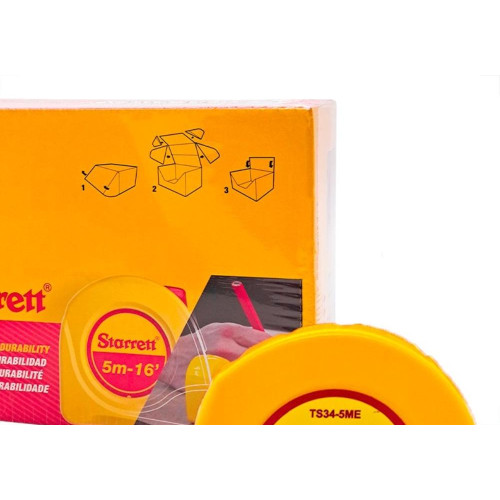 Trena Starrett Amarela Com Trava 5Mx16Mm - Dts34-5Me- Caixa Display - Kit C/6 Pecas