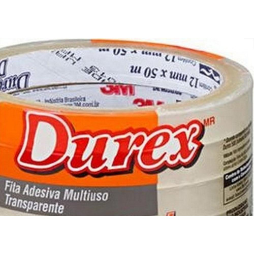 Fita Adesiva Embalagem 3M Durex 12Mm X 50M Transparente - Kit C/6 Pecas