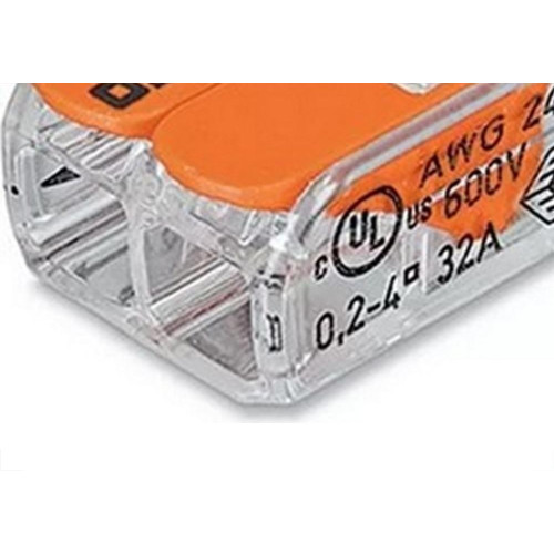 Conector Wago Emenda 2 Polos - 4Mm - 32A. - 221-412 Cartela Com 6 Pecas