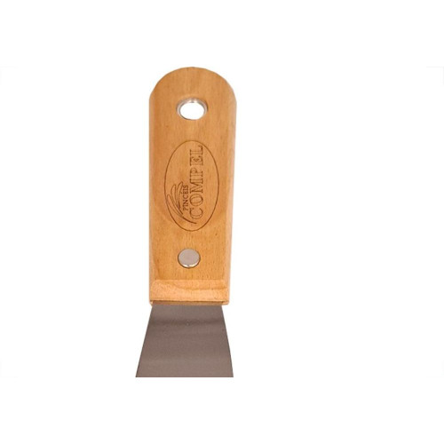 Espatula Compel Aco Inox Cabo Madeira 40Mm - Kit C/6 Pecas