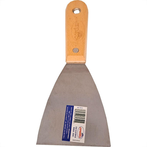 Espatula Compel Aco Inox Cabo Madeira 80Mm - Kit C/6 Pecas