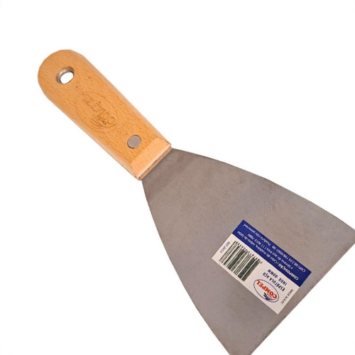 Espatula Compel Aco Inox Cabo Madeira 80Mm - Kit C/6 Pecas