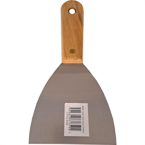 Espatula Compel Aco Inox Cabo Madeira 100Mm - Kit C/6 Pecas