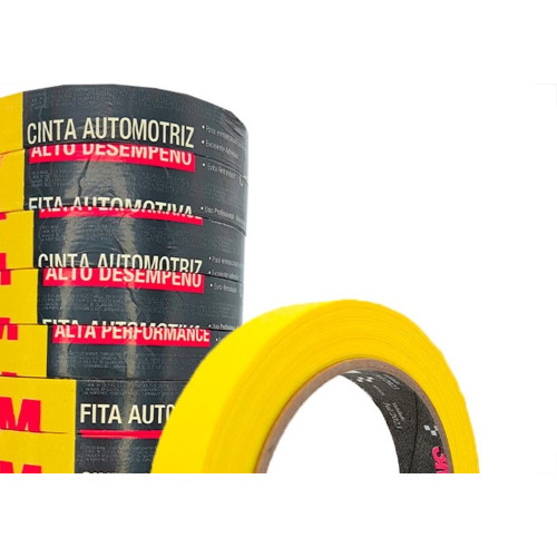 Fita Crepe 3M Alta Performance Amarela 18Mm X 40M Automotiva - Kit C/12 Rolos