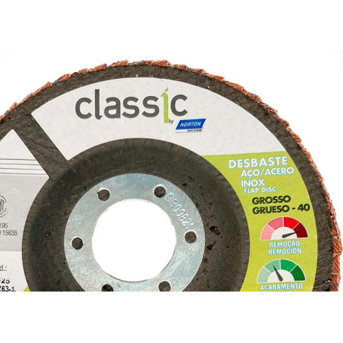 Disco Flap Norton Classic - 4.1/2'' - Grao 40 - Kit C/10 Pecas