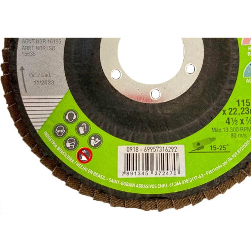 Disco Flap Norton Classic - 4.1/2'' - Grao 60 - Kit C/10 Pecas