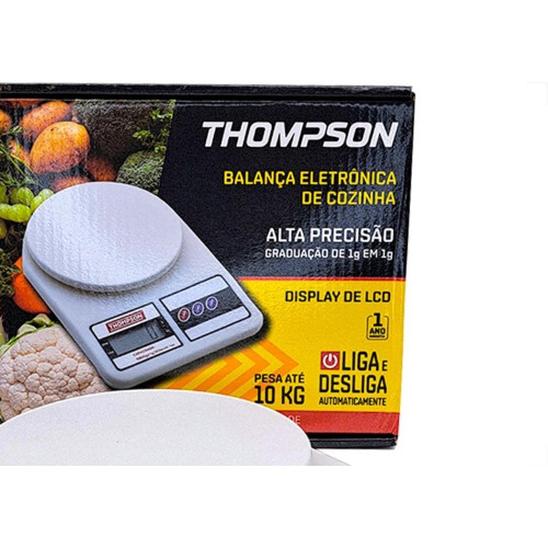 Balanca Digital De Cozinha 10Kg Thompson Com 2 Pilhas Aa