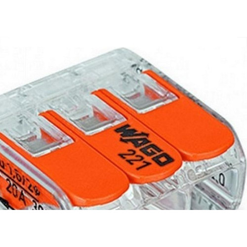 Conector Wago Emenda 3 Polos - 4Mm - 32A. - 221-413 Cartela Com 4 Pecas