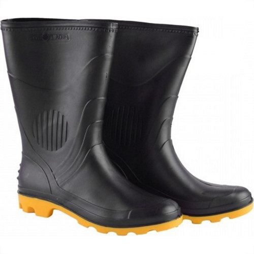 Bota Galocha Pega Forte Preta/Amarela 323 No.34/35 Com Meia