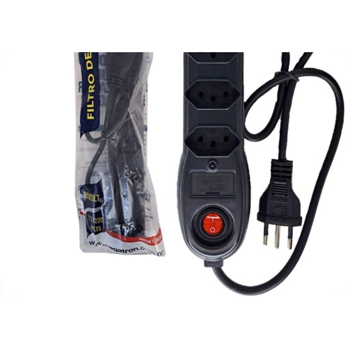 Filtro Linha Megatron 5 Tomadas 2 Polos + Terra Preto