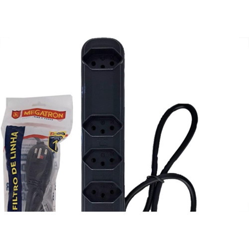 Filtro Linha Megatron 5 Tomadas 2 Polos + Terra Preto