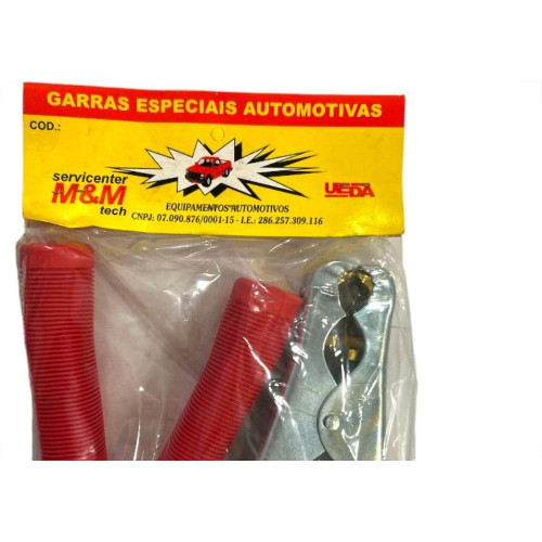 Garra Bateria Com Manopla 500A. 1 Par Vermelha+Preta