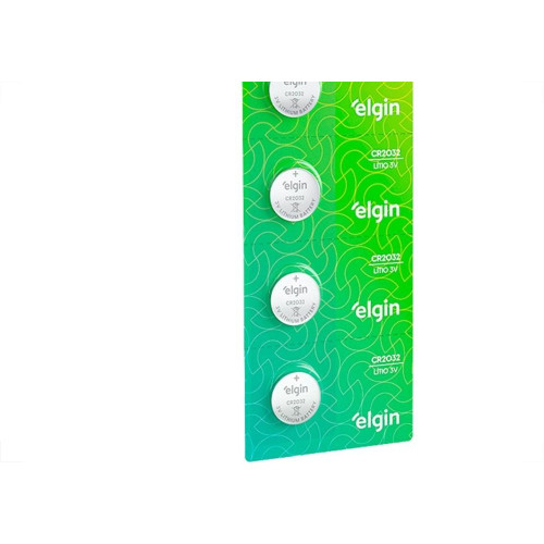 Pilha Elgin Bateria 3V. Litio Cromado-2032 Cartela Com 5 Pecas