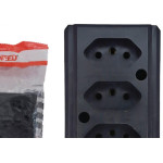 Tomada Barra Interneed 2 Polos +Terra Preta 10A. Tripla