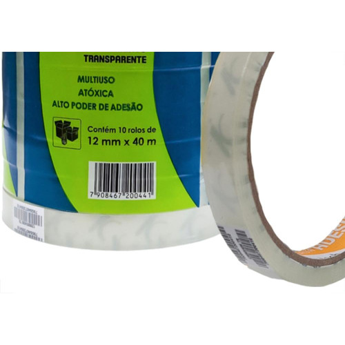 Fita Adesiva Embalagem Koretech Transparente 12Mm X 40M - Kit C/10 Pecas