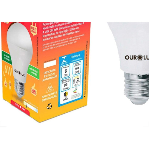 Lampada Led Bulbo Ourolux A55 - 6W. 3000K.