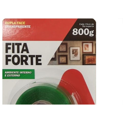 Fita Dupla Face Adere Forte Acrilica Transparente Ambiente Interno/Externo 12Mm X 2M
