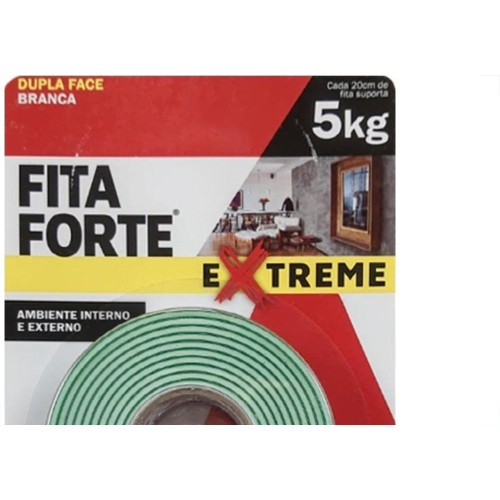 Fita Dupla Face Adere Forte Espuma Branca Extreme Ambiente Interno/Externo 24Mm X 1,5M
