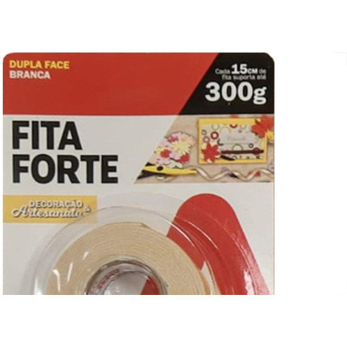 Fita Dupla Face Adere Forte Espuma Branca Decoracao E Artesanato 12Mm X 1,5M
