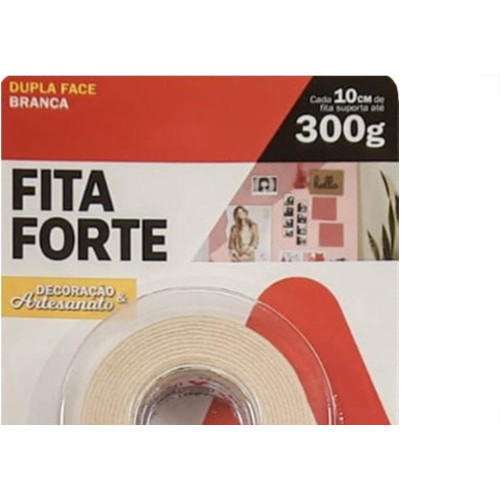 Fita Dupla Face Adere Forte Espuma Branca Decoracao E Artesanato 19Mm X 1,5M