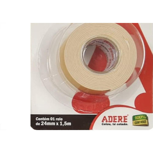 Fita Dupla Face Adere Forte Espuma Branca Decoracao E Artesanato 24Mm X 1,5M