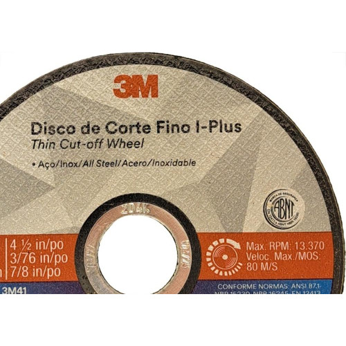 Disco Aco Inox 3M - 4.1/2''X3/75''X7/8'' I-Plus - Fino 1,0Mm