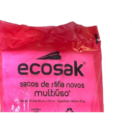 Saco De Rafia Ecosak Novo Multiuso 50Cm X 70Cm 40Kg Pacote Com 5 Pecas Branco
