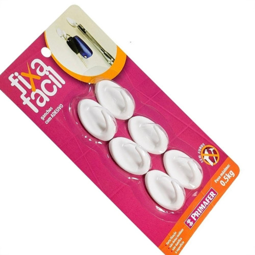 Gancho Adesivo Atlas Primafer Branco 0,5Kg Com 06 Pecas