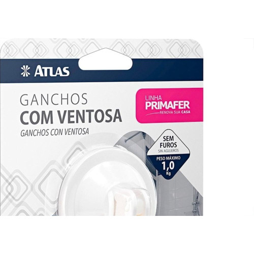 Gancho Ventosa Atlas Primafer Branco 1,0Kg Com 01 Peca