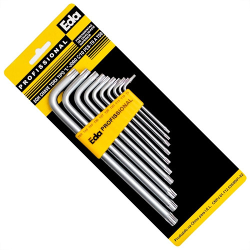 Chave Torx Eda Tipo ''L'' Jogo Com 10 Pecas T9 A T50 - 8Qh